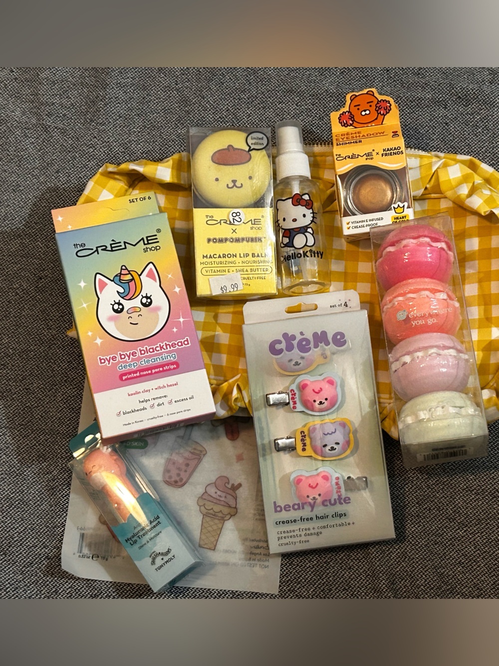 Crème Shop Bundle with Yellow Gingham Travel Bag